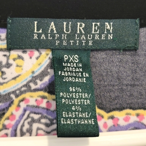 Ralph Lauren LRL Paisley Colorful Tunic Boat Neck Stretchy Long Top 3/4 Sleeve - Picture 5 of 10